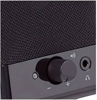 Amazon Basics USB-Powered Computer Speakers with Volume Control for Desktop or Laptop PC, Compact Size, Headphone Jack, Portable, Plug-N-Play, Black thumbnail 2