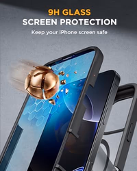 Miracase Magnetic for iPhone 16 Pro Max Case 6.9'' [Compatible with MagSafe] Full-Body Phone case with Built-in Glass Screen Protector& Camera Protector,Drop Proof 16 Pro Max Cover,Black thumbnail 3