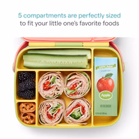 Munchkin Lunch Bento Box for Kids and Toddlers, Includes Stainless Steel Utensils, BPA-Free, 18 Months and Up, Pink/Green/Yellow thumbnail 4
