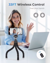 UBeesize Phone Tripod Pro S, Flexible Desk Stand with Wireless Remote, Mini Holder for Camera and GoPro thumbnail 3