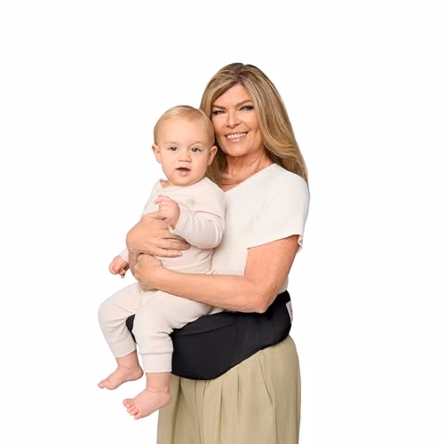Ergobaby Lift Ergonomic Baby Hip Seat Carrier with Storage, Comfortable Wide Waistbelt and Lumbar Support (17lbs - 45lbs) - Anti-Slip Toddler Carrier - Onyx Black