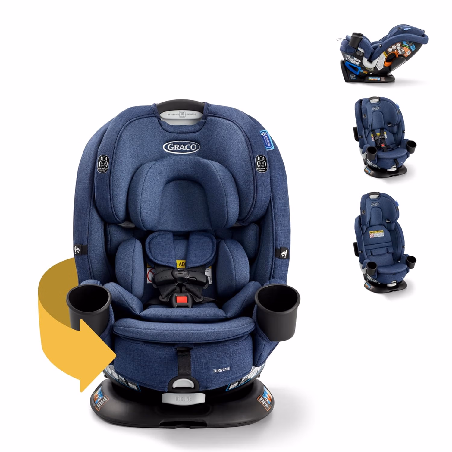 Graco Turn2Me 3-in-1 Rotating Convertible Car Seat, Brighton, Rear-Facing Rotation Only, Forward-Facing Mode, Highback Booster Up to 100 lbs, Adjustable Headrest & Harness, Steel Reinforced Frame thumbnail 1