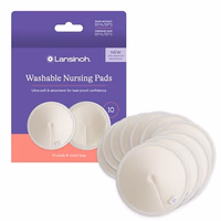 Lansinoh Washable Nursing Pads, Made with Organic Bamboo Viscose, Reusable Breast Pads for Breastfeeding with Wash Bag, Breastfeeding Essentials, 10 Count thumbnail 1