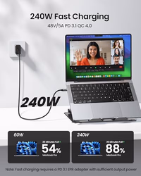 Silkland USB C Monitor Display Cable 3.3FT 4K@144Hz/60Hz, 8K USB C 3.2 Gen 2x2 Video Cable, 20Gbps Data Transfer, 240W PD Charging, Type C Compatible for iPhone 17, MacBook, CarPlay, Portable Monitor thumbnail 5