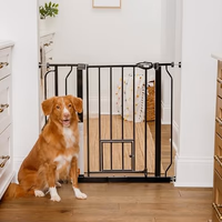 Carlson 29.5–36.5” Extra Wide Dog Gate with Small Pet Door, Walk-Through Pressure Mounted Metal Indoor Pet Safety Gate, Black, Tested and Trusted by Pet Parents, American Designed, American Owned thumbnail 1