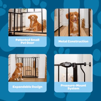 Carlson 29.5–36.5” Extra Wide Dog Gate with Small Pet Door, Walk-Through Pressure Mounted Metal Indoor Pet Safety Gate, Black, Tested and Trusted by Pet Parents, American Designed, American Owned thumbnail 2