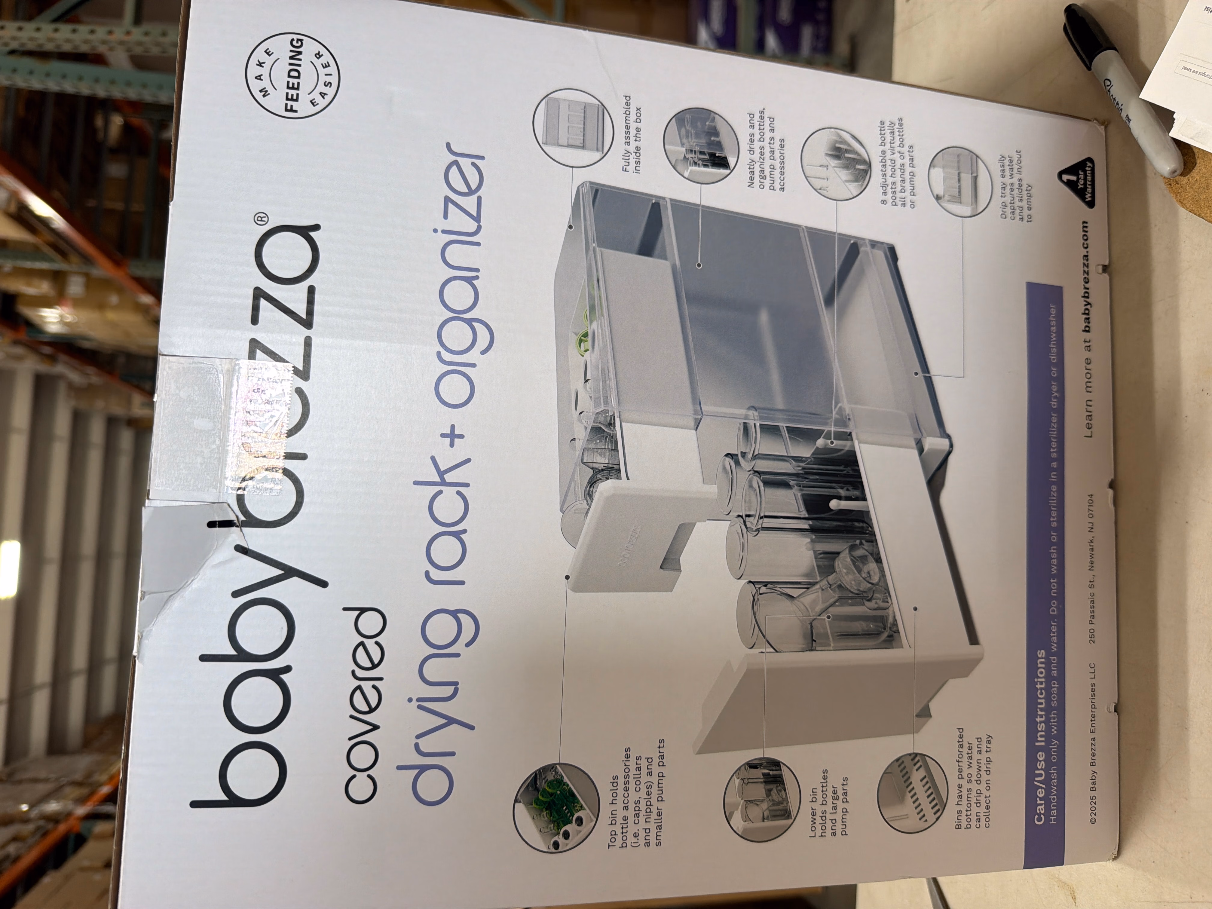 Baby Brezza Covered Drying Rack & Countertop Organizer - Vertical Bottle Storage with Lid - Fits Large 8 Bottle Capacity Plus Accessories to Keep Items Tidy thumbnail 5