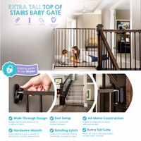 Regalo Safety 36" Extra Tall Baby Gate for Stairs & Doorways, Walk-Through Stair Gate with Door, Hardware Mounted Gate for Babies, Toddlers & Pets, Fits 24"–40.5" Openings, Black thumbnail 3
