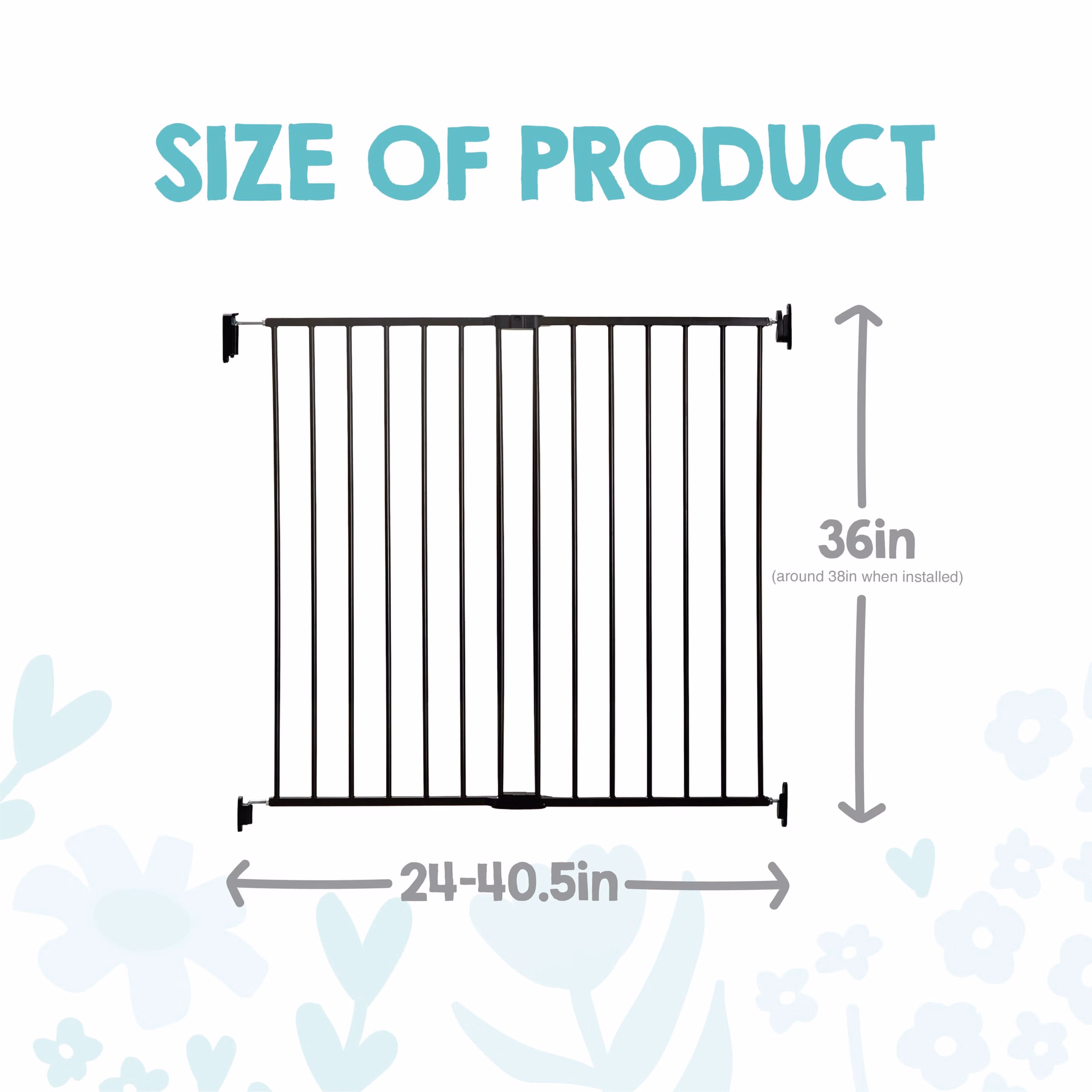 Regalo Safety 36" Extra Tall Baby Gate for Stairs & Doorways, Walk-Through Stair Gate with Door, Hardware Mounted Gate for Babies, Toddlers & Pets, Fits 24"–40.5" Openings, Black thumbnail 2