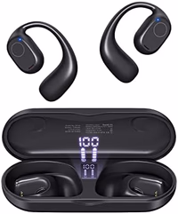 PSIER Open Ear Headphones, Bluetooth 5.3 Wireless Sports Headphones with Digital Display Charging Case 40 Hours Playtime True Earbuds with Earhooks for Running, Walking, Workout thumbnail 1