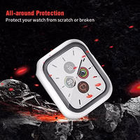 HANKN (2 Pack Hard PC Case 45mm for Apple Watch Series 7 8 9 45mm Tempered Glass Screen Protector Case, Full Coverage Shockproof Ultra-thin Shell Iwatch Bumper Cover (White+White, 45 mm) thumbnail 4