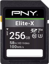 PNY 256GB Elite-X Class 10 U3 V30 SDXC Flash Memory Card - 100MB/s, Class 10, U3, V30, 4K UHD, Full HD, UHS-I, Full Size SD (Pack of 1) thumbnail 1