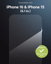 ZAGG Glass Elite Screen Protector for iPhone 16/15-5X Stronger, Reinforced Edges, Ultra-Strong Tempered Glass, Scratch Resistant, Anti-Smudge, Easy Installation, InvisibleShield, Eco-Friendly thumbnail 2