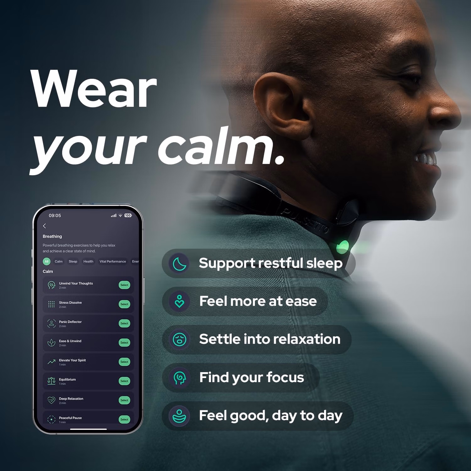 Pulsetto FIT Wellness Wearable with Vagus Nerve Support – Patented Neuro Technology for Relaxation, Stress Balance, Focus, and Restful Sleep thumbnail 5