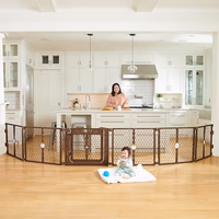 Regalo Safety 192" Plastic Super Wide Baby Gate & Play Yard with Door | Adjustable Playpen, For Doorways & Open Spaces, For Babies, Toddlers & Pets, Brown thumbnail 3
