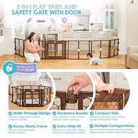 Regalo Safety 192" Plastic Super Wide Baby Gate & Play Yard with Door | Adjustable Playpen, For Doorways & Open Spaces, For Babies, Toddlers & Pets, Brown thumbnail 2