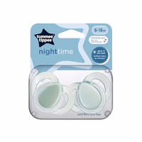 Tommee Tippee Night Time Pacifier, 6-18 Months, Symmetrical Silicone Baglet, BPA-Free Binkies, Glow in The Dark Technology, Pack of 2 with Reusable Sterilizer Pod thumbnail 2