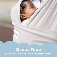 Sleepy Wrap Stretchy Ergonomic Baby Carrier Sling for Newborns to Toddlers - Hands-Free Lightweight Baby Wrap 7-35 lbs (Light Grey) thumbnail 2