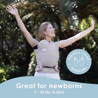 Sleepy Wrap Stretchy Ergonomic Baby Carrier Sling for Newborns to Toddlers - Hands-Free Lightweight Baby Wrap 7-35 lbs (Light Grey) thumbnail 3