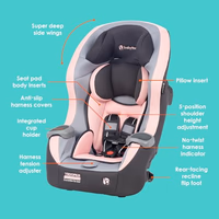 Baby Trend Trooper™ Slim 3-in-1 Convertible Car Seat, Quartz Pink – Slim Fit, 3-in-1 Growth Modes, Lightweight Design, Adjustable Comfort Padding thumbnail 2