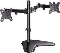 HUANUO 32 inches Dual Monitor Stand up to 17.6lbs per Arm, High-Grade Aluminum Free Standing Dual Monitors Mount for 2 Screens. Fully Adjustable Dual Monitor Stand for Desk with Tilt, Swivel, Rotation thumbnail 1