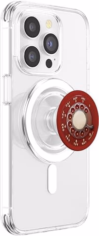 Red Rotary Phone Dial Retro Mid Century Vintage Dial PopSockets PopGrip for MagSafe thumbnail 4
