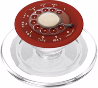 Red Rotary Phone Dial Retro Mid Century Vintage Dial PopSockets PopGrip for MagSafe thumbnail 1