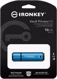 Kingston IronKey Vault Privacy 50 16GB Encrypted USB | FIPS 197 | AES-256bit | BadUSB Attack Protection | Multi-Password Options | IKVP50/16GB thumbnail 5