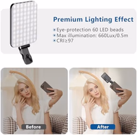 ALTSON 60 LED Portable Selfie Light Video Conference Lighting with Clip & Camera Tripod Adapter Rechargeable 2200mAh CRI 97+, 3 Light Modes for Phone iPhone Webcam Laptop Photo Makeup thumbnail 4