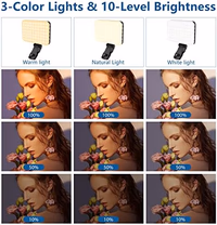ALTSON 60 LED Portable Selfie Light Video Conference Lighting with Clip & Camera Tripod Adapter Rechargeable 2200mAh CRI 97+, 3 Light Modes for Phone iPhone Webcam Laptop Photo Makeup thumbnail 3