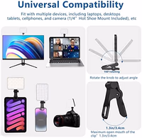 ALTSON 60 LED Portable Selfie Light Video Conference Lighting with Clip & Camera Tripod Adapter Rechargeable 2200mAh CRI 97+, 3 Light Modes for Phone iPhone Webcam Laptop Photo Makeup thumbnail 2