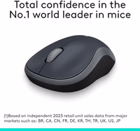 Logitech M185 Wireless Mouse, 2.4GHz with USB Mini Receiver, 12-Month Battery Life, 1000 DPI Optical Tracking, Ambidextrous PC/Mac/Laptop - Swift Grey thumbnail 2