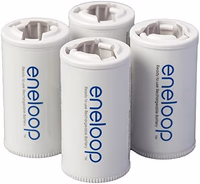 Eneloop Panasonic BQ-BS2E4SA C Size Battery Adapters for Use with Ni-MH Rechargeable AA Battery Cells, 4 Pack thumbnail 1