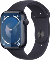 Apple Watch Series 9 [GPS, 45mm] - Midnight Aluminum Case with Midnight Sport Band, M/L (Amazon Renewed Premium) thumbnail 1