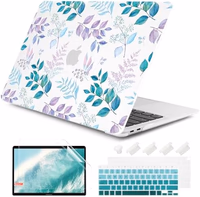 DONGKE Compatible with MacBook Air 13 inch Case 2021 2020 2019 2018 Release A2337 M1 A2179 A1932 with Retina Display & Touch ID, Plastic Hard Shell & Keyboard Cover - Lilac Leaves thumbnail 1