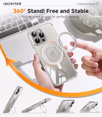 JUESHITUO 3 in 1 for iPhone 16 Pro Case, 360° Rotatable Magnetic Ring Stand with [Rotary Damping Sound] [1X Screen Protector + 1X Camera Lens Protector] Shockproof Matte Slim Phone Cover 6.3 thumbnail 2
