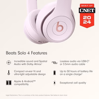 Beats Solo 4 - Wireless On-Ear Bluetooth Headphones, Up to 50-Hour Battery Life, Ultra-Lightweight Comfort, Powerful and Balanced Sound, Apple & Android Compatible - Cloud Pink thumbnail 2