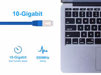 Monoprice Cat6A 2ft Blue Patch Cable Double Shielded (S/FTP) 26AWG 10G Pure Bare Copper Molded RJ45 Entegrade Series Ethernet Cable thumbnail 5