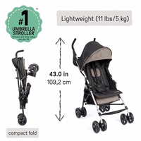 Ingenuity 3D Mini Convenience Stroller – Lightweight Stroller with Compact Fold, Multi-Position Recline, Canopy with Pop Out Sun Visor – Umbrella Stroller for Travel and More, Cashew Tan thumbnail 3