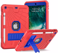 New iPad 5th 6th Generation Case 9.7 inch 2017 2018 Released with Stand & Pencil Holder | Kids Friendly 3-Layer Heavy Duty Rugged Protective Shockproof | Red & Blue thumbnail 1