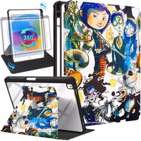 Besoar for iPad 9th/8th/7th Generation 10.2 inch Case Cute Cartoon Kawaii for Girls Kids Girly Women Design Covers,360 Degree Rotating Folio Stand Pencil Holder for Apple i Pad 9/8/7 Gen,Skeleton CP thumbnail 1