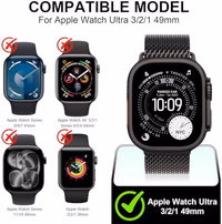 Suoman 2-Pack for Apple Watch Ultra 3/2/1 49mm Case, Ultra-Thin Tempered Glass Screen Protector, All-Around PC Protection Cover for iWatch Ultra 49mm 3/2/1 - Starlight thumbnail 2