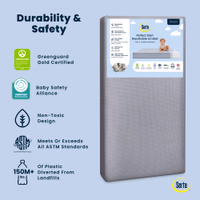 Serta Perfect Start Breathable Limited Two -Stage Crib Mattress and Toddler Mattress - Breathable Cover and Fiber Core, Machine Washable Cover, Waterproof, 7 Year Warranty, Made in USA thumbnail 4