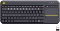 Logitech K400 Plus Wireless Touch TV Keyboard with Easy Media Control and Built-in Touchpad, HTPC Keyboard for PC-Connected TV, Windows, Android, ChromeOS, Laptop, Tablet - Black thumbnail 1