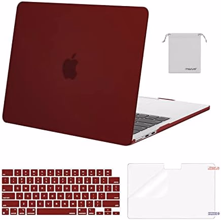 MOSISO Compatible with MacBook Air 13 inch Case M5 2026 M4 2025 M3 M2 2024-2022 A3449 A3240 A3113 A2681, Hard Shell&Keyboard Cover&Screen Film&Pouch for MacBook Air 13.6 inch Case, Burgundy