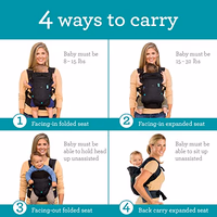 Infantino Flip 4-in-1 Convertible Baby Carrier, Adjustable, Ergonomic Babywearing, Registry Essential, Baby Carrier for Newborn to Toddler, Black thumbnail 3