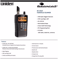 Uniden Bearcat BC125AT Handheld Scanner, 500-Alpha-Tagged Channels, Close Call Technology, PC Programable, Aviation, Marine, Railroad, NASCAR, Racing, and Non-Digital Police/Fire/Public Safety. thumbnail 3