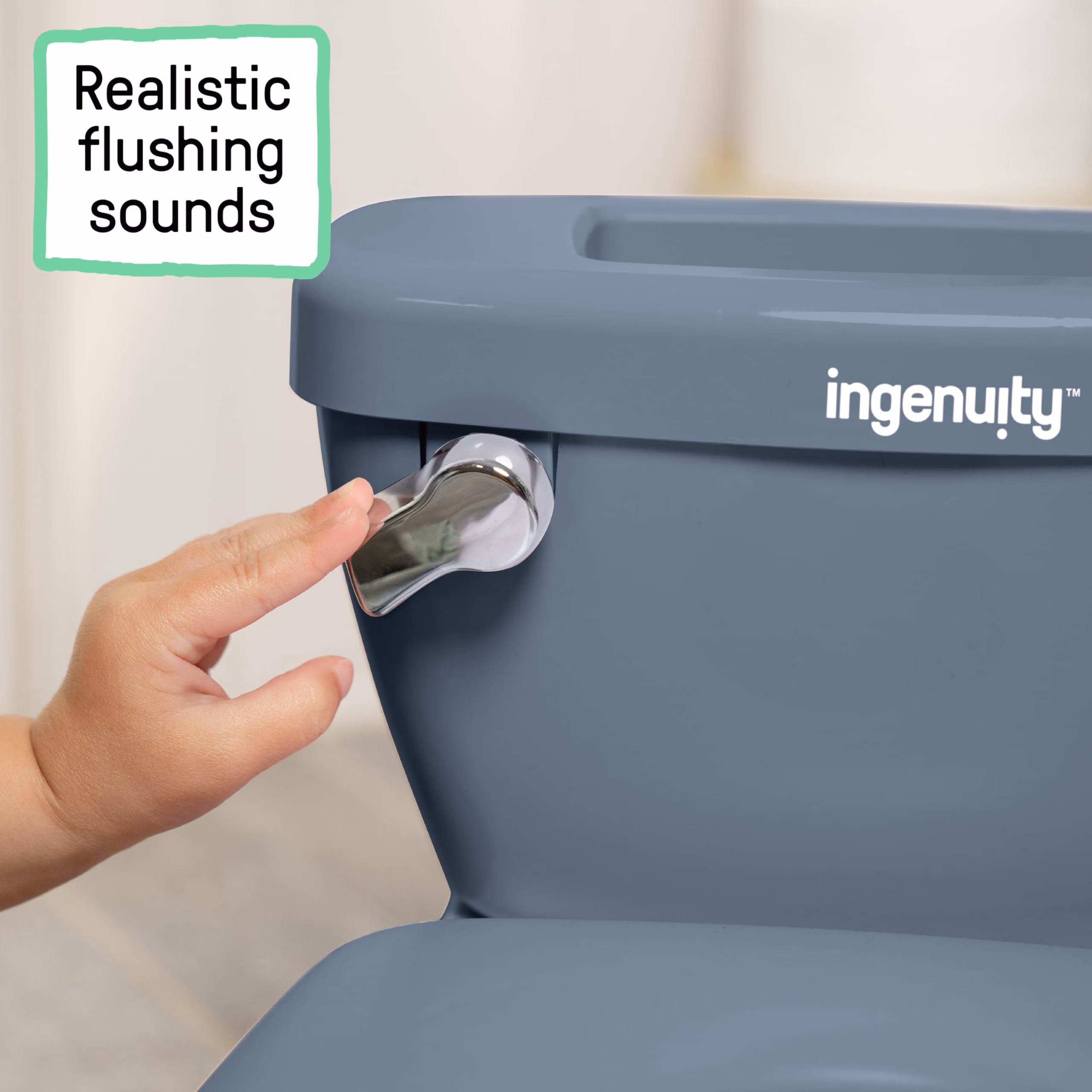 Ingenuity My Size Potty Pro in Blue, Infant Potty Training Toilet, Lifelike Flushing Sound, for Ages 18 Months, Up to 50 Pounds thumbnail 4