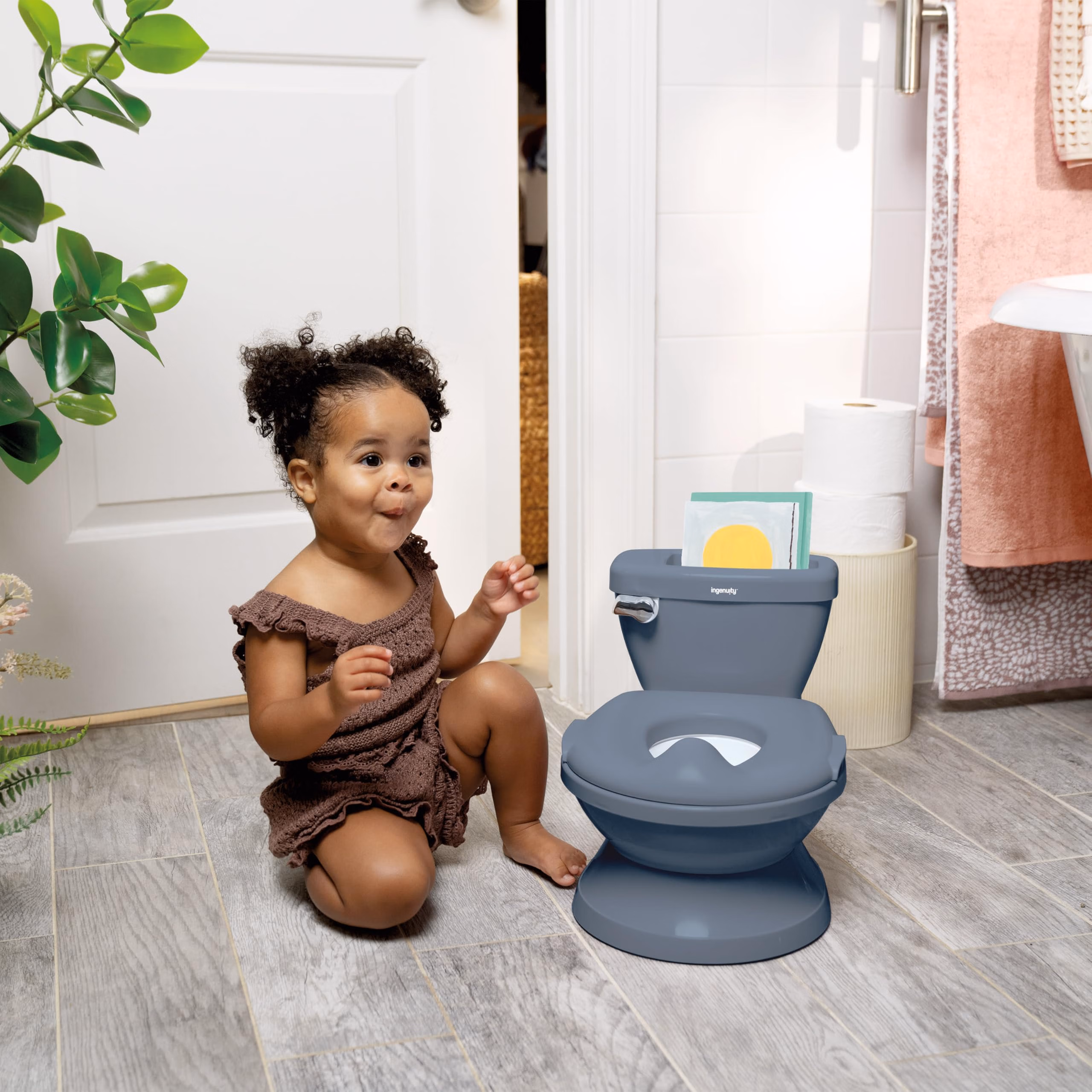 Ingenuity My Size Potty Pro in Blue, Infant Potty Training Toilet, Lifelike Flushing Sound, for Ages 18 Months, Up to 50 Pounds thumbnail 2