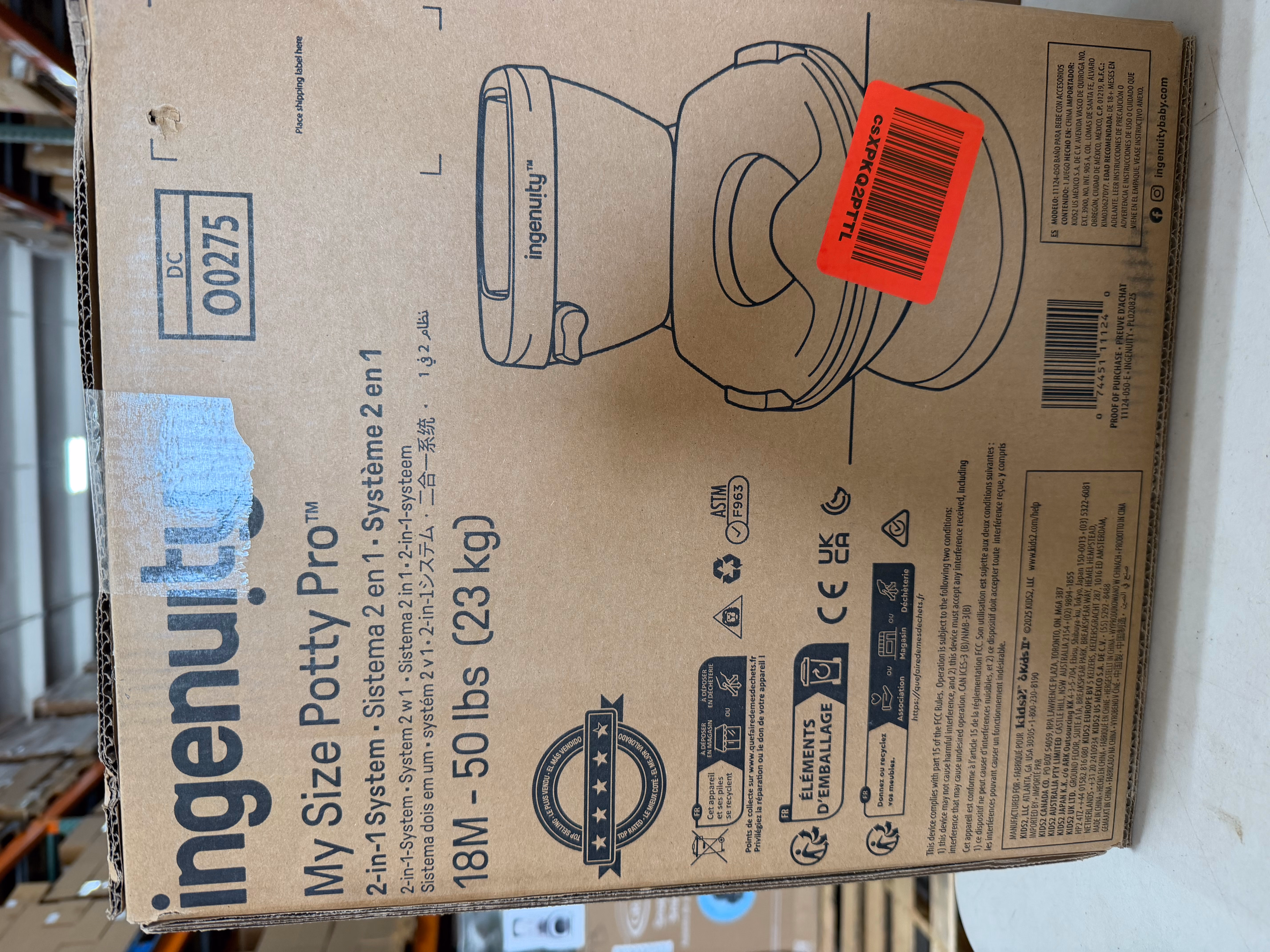 Ingenuity My Size Potty Pro in Blue, Infant Potty Training Toilet, Lifelike Flushing Sound, for Ages 18 Months, Up to 50 Pounds thumbnail 2